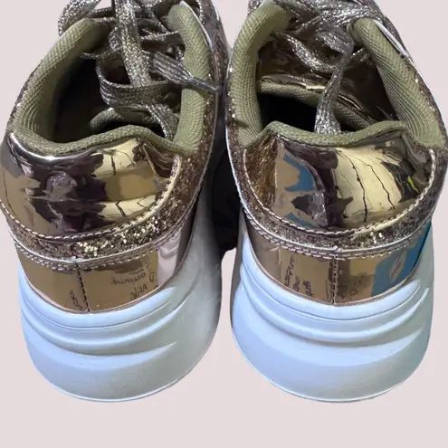 NWT Shiny Gold Glittery Low Top Sneakers
