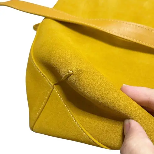 Mansur Gavriel Lady Bag Mustard Yellow Suede Top Handle Adjustable Strap