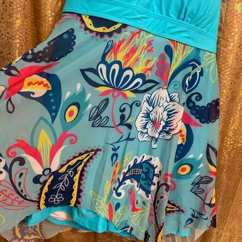 American Trends Bright Blue Floral Swim Shorts Dress XXXL NWOT Size undefined