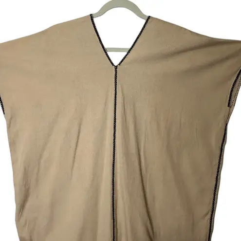 Kukul Boutik Merida Mexico Tan Kaftan Black Embroidery Artisan Artsy Aztec O/S Size undefined