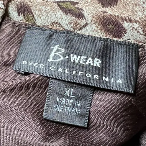 B Wear Leopard Ruffle Top Womens XL Sleeveless Halter Neck Chic Blouse New Brown