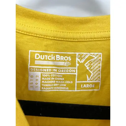 Dutch Bros Shirt Unisex Large T Shirt Short Sleeve Yellow Graphic Logo Cotton