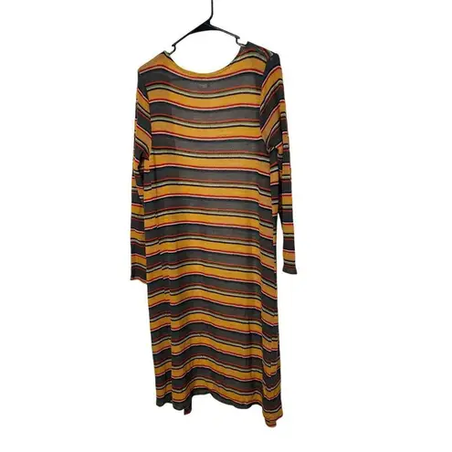 Live in the Moment LIVE IN THE MOMENT Yellow Red Brown Stripe Open Front Cardigan Duster L