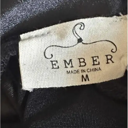 Ember Blouse Women's Black 3D Flower Short Bell Sleeve Chic Elegant Size M Size M