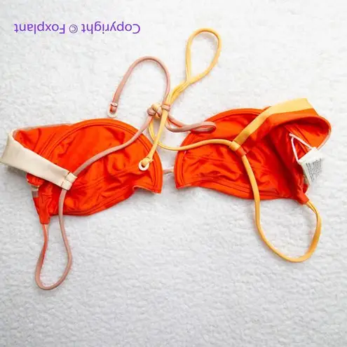 New! Zulu & Zephyr Free People Sun Stripe Balconette Tie Bikini Top, size 12 Red