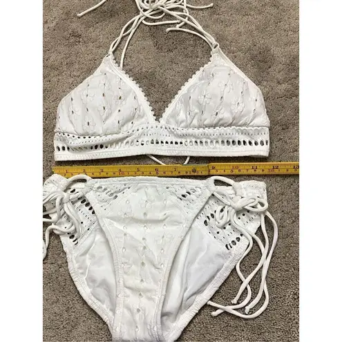 Robin Piccone New. white crochet bikini set. XS. Retails $198