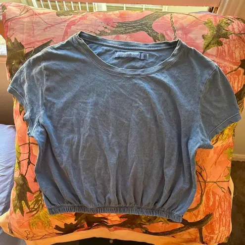 Calvin Klein  blue vintage reworked cropped short sleeve cotton t shirt 