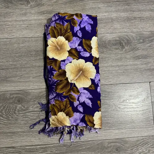 Hawaiian Floral Purple Pareo Beach Cover Up Wrap Tasseled Sarong Skirt Dress Size undefined