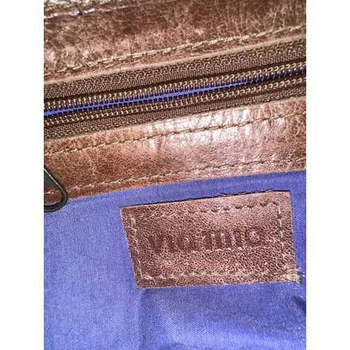 Via Mia Distressed Leather Brown Chain Strap Crossbody Purse