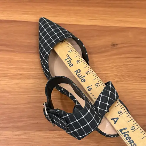 Sole Society Olyvia Midnight Blue Grid Pointed Toe Ankle Strap Kitten Pumps Sz 6