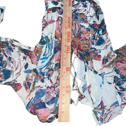 Women's S Floral Abstract Long Sleeve Wrap Romper Deja Vu