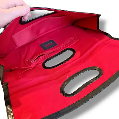 HOBO International Black Leather Clutch Bag Women’s Cutout Handle Foldover