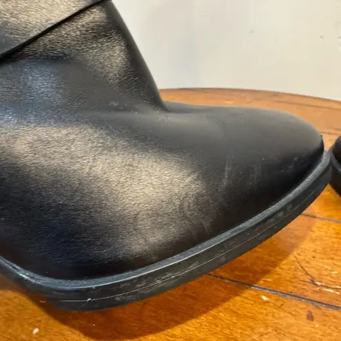 TOD'S Gomma Ankle Leather Boots Black Gold Buckle Sz EU40