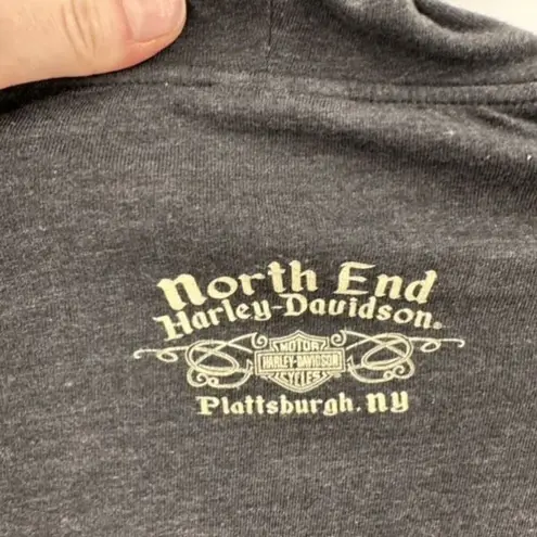 Vintage Y2K Harley Davidson Women Gray Full Zip Hoodie Sweatshirt Medium Flames