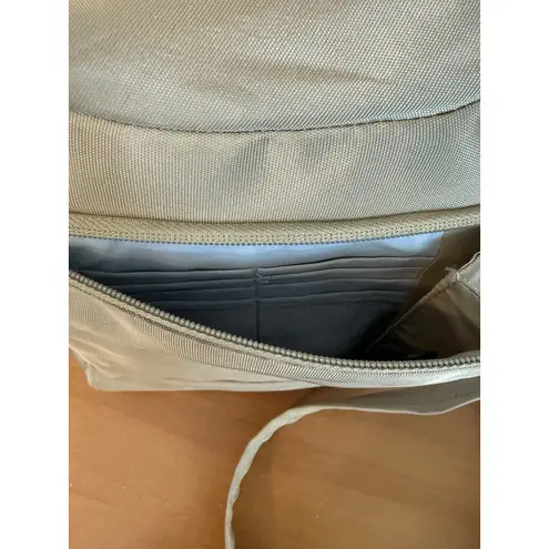 Travelon Anti-Theft Crossbody Bag Beige with Locking Zippers & RFID Protection