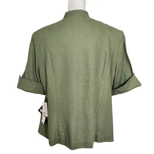 Lady Dorby Green Linen Short Sleeve Blazer NWT Size 16W Olive Green Blazer