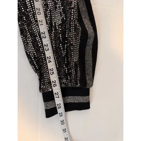 Pam & Gela Mirror Ball Sequin Jogger Pants Black Silver Drawstring Size S - Image 9