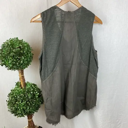 XCVI  100% Linen Gray Sleeveless Tunic Tank Top S