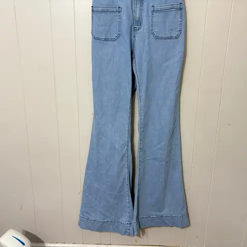 Wisteria Lane Los Angeles Denim Flare Jumpsuit Size L Blue Size L