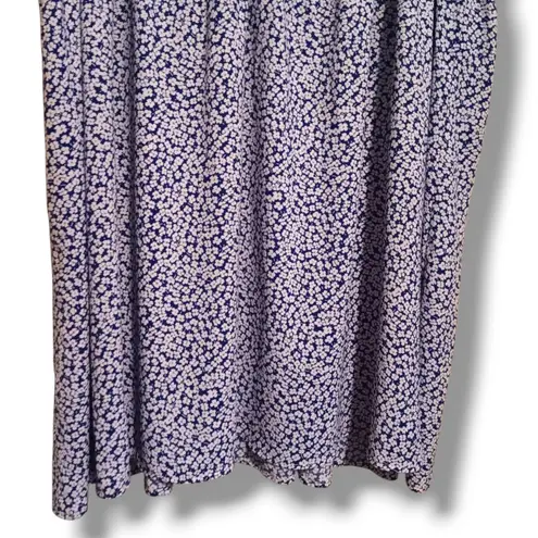 Emery Rose Ditsy Floral Babydoll Dress-Size 4XL-Blue-White-Flutter Sleeves