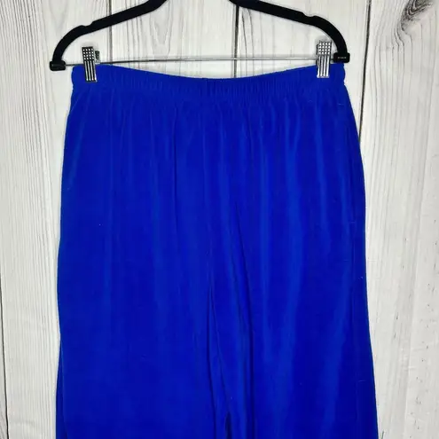 Holloway Blue Drawstring Fleece Track Warm-Up Pants Ankle Zip Sz L (30x29) Vtg