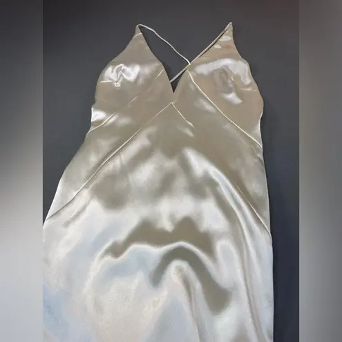 Maniju Manifu Sleek Satin Maxi Dress in Cream Size Small