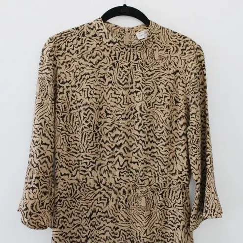 HVN Ashley Silk Tiger Print Bell Sleeve Mini Dress