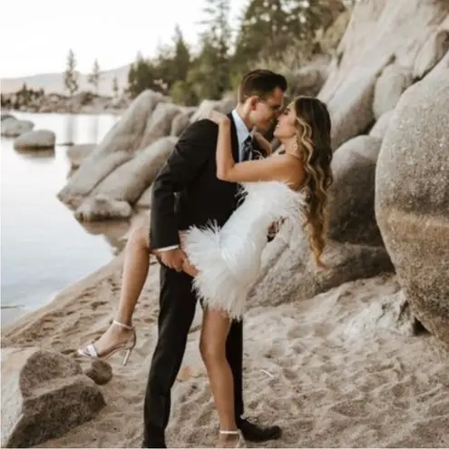 Bronx and Banco Lola Blanc Mini Feather Dress in White