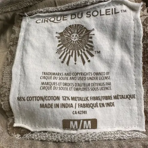 Cirque Du Soleil Women's Beige Gold Shimmer Asymmetrical Zip Jacket Size M Tan Size M