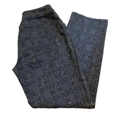 Doncaster Floral Texture Straight Leg Jeans Dark Wash 10