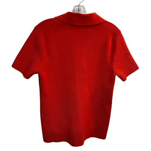 Cable & Gauge Orange Knit Short Sleeve Collared Top Women's XL