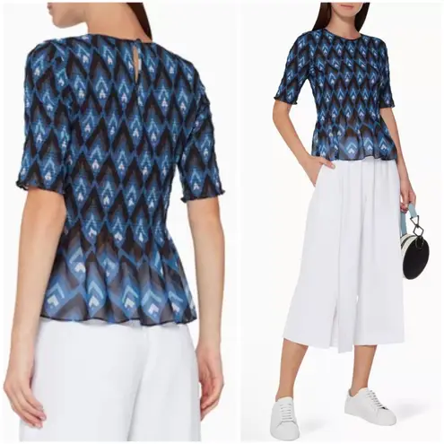 Club Monaco Luceenie Abstract-Print Ruched Peplum Top