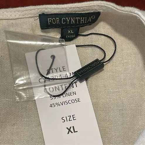 For Cynthia Sleeveless Linen Blend Colorblock Midi Dress Pockets A-line Sz XL