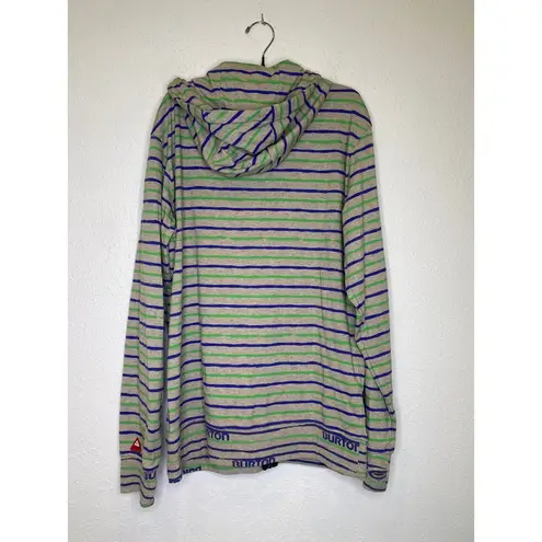 Burton  Striped Blue Green Lightweight Cotton Hoodie EUC Sz Lg Men’s/Unisex Logo