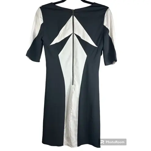 Helmut Lang Black Light Grey/ Black Half Sleeves Fitted Criss-Cross Dress Size 2