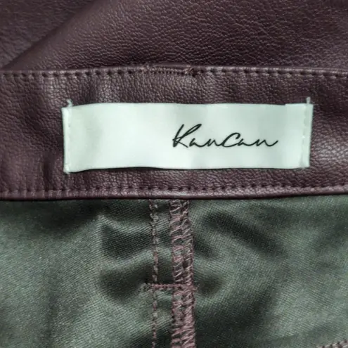 NWT KanCan Yoko Mid Rise Faux Leather Bootcut Pants Burgundy Flare Pants 9/28 Brown