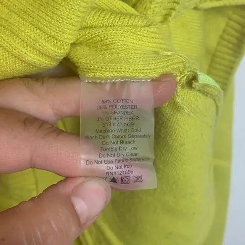 Title Nine womens medium yellow full zip sweater flaw long sleeve cardigan neon