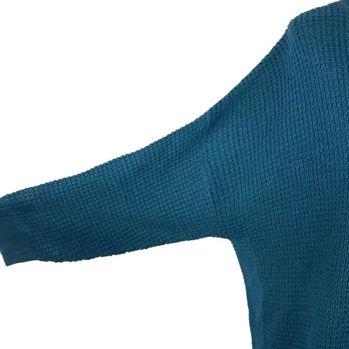Black Tape SZ X Sweater Dolman Sleeve Chunky Knit Crew Neck Oversized Teal Blue