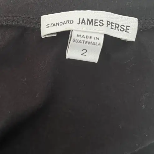 James Perse Black Dress Standard V Neck Short Sleeve Size 2 M Minimalist