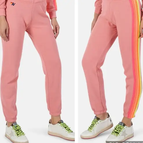 Aviator Nation  5 Stripe Sweatpants - Coral