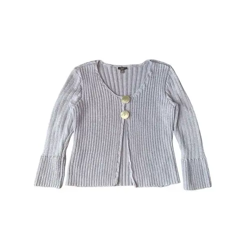 J.Jill 100% Cotton Lilac Knit 2 Button Front Mini Bell Sleeve sweater Purple Size L