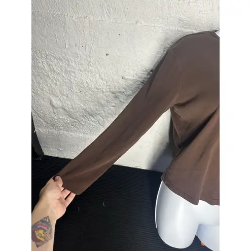 Lauren Ralph Lauren Women' Size Large 100% Cotton Long Sleeve Solid Brown Blouse