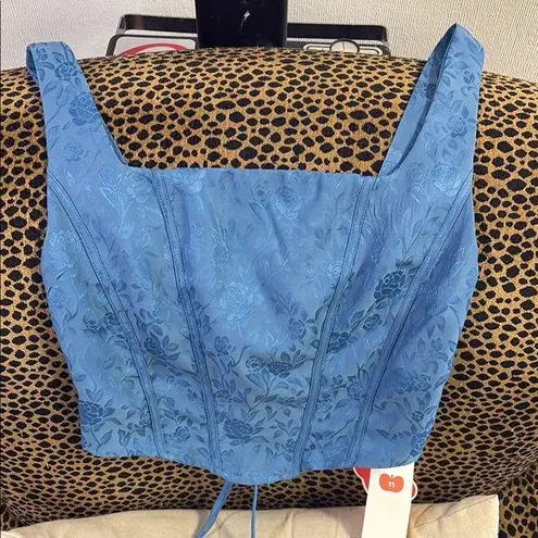 Cider Blue Fitted Bustier Tank Top