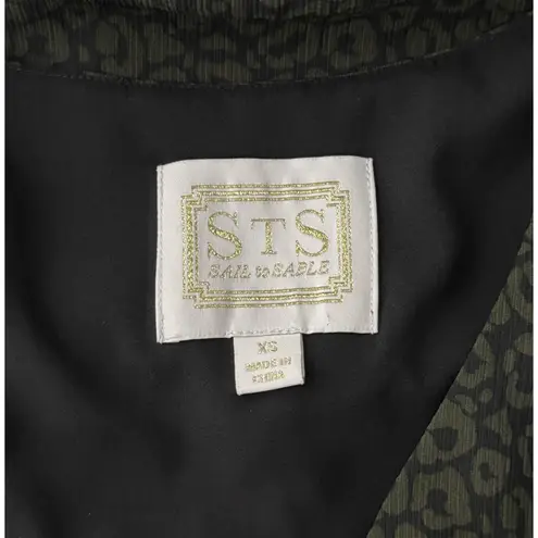 Sail To Sable STS Shirt Womens XS Black Green Cheetah Print Blouse Boho Peasant