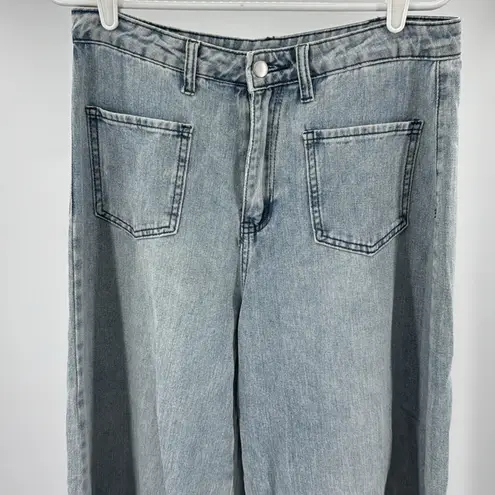Dazy Flare Wide Leg light wash Jeans XL Vintage Y2K Aesthetic skater grunge 32 Blue