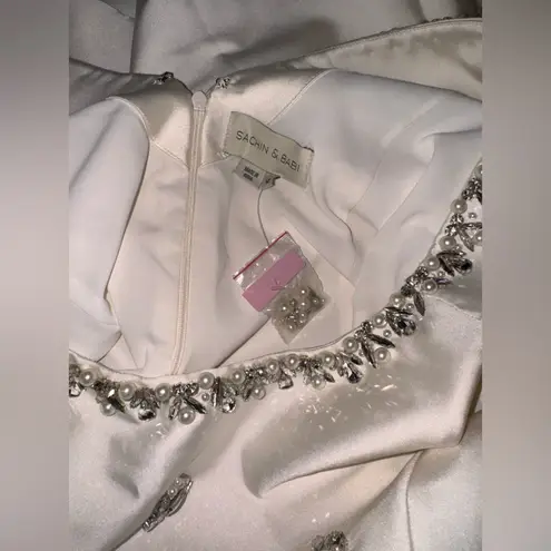 Sachin + Babi NEW Marcella Beaded Mikado Sleeveless off white Sheath Dress sz 12