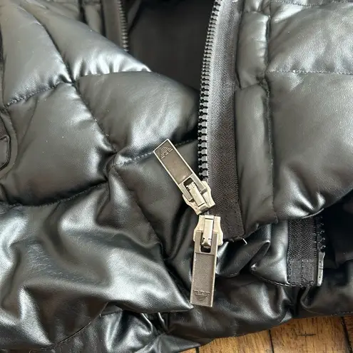 Emporio Armani Jeans Womens Black Hooded Duck Down Puffer Coat Jacket Size Large