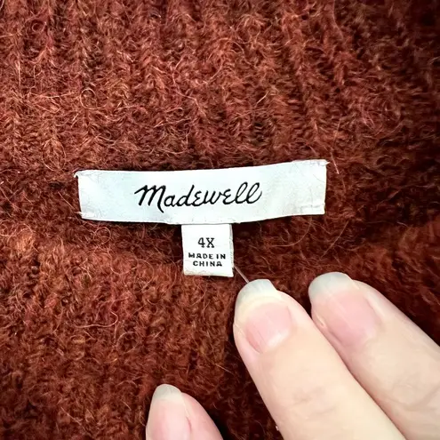 Madewell  Havener Wool Sweater  Alpaca Cable Pullover Plus Size 4X NWT Red Brown