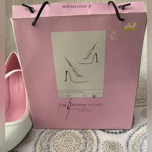 Leg Avenue Shoes By Ellie White Baby Doll Heels Size 8 New With Box