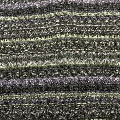 Common Threads Striped Cardigan Sweater Women Wool Cotton Acrylic Green Purple Unique Buttons